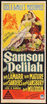 2h235 SAMSON & DELILAH Aust daybill '49 Richardson Studio hand litho, Hedy Lamarr, Victor Mature