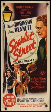 2h236 SCARLET STREET Aust daybill '45 Fritz Lang noir, Edward G. Robinson, Joan Bennett, Duryea