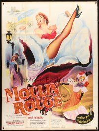 2h121 MOULIN ROUGE French 1p R50s John Huston, best artwork of sexy dancer kicking her leg!