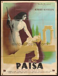 2h123 PAISAN French 1p '47 classic Roberto Rossellini WWII romance, different art by Eric!