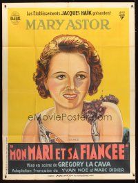 2h126 SMART WOMAN French 1p '33 stone litho head & shoulders portrait of pretty Mary Astor!