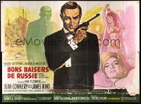 2h107 FROM RUSSIA WITH LOVE French 4p '64 art of Sean Connery as James Bond 007 by Boris Grinsson!