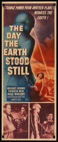2h001 DAY THE EARTH STOOD STILL insert '51 Robert Wise classic, art of Gort & scared Patricia Neal