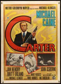2h101 GET CARTER Italian 1p '71 different artwork of Michael Caine holding shotgun + photos!