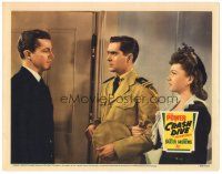 2h057 CRASH DIVE LC '43 c/u of Tyrone Power in uniform with Anne Baxter staring at Dana Andrews!