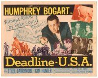 2h037 DEADLINE-U.S.A. TC '52 newspaper editor Humphrey Bogart, best journalism movie, cool image!