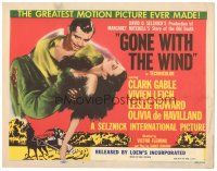 2h041 GONE WITH THE WIND TC R54 art of Clark Gable carrying Vivien Leigh over burning Atlanta!