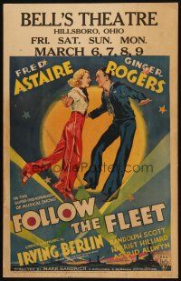 2h142 FOLLOW THE FLEET WC '36 art of Fred Astaire & Ginger Rogers dancing, music by Irving Berlin!