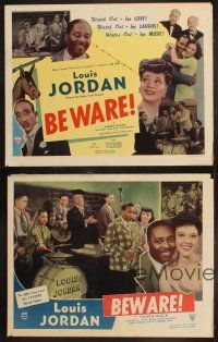 2h086 BEWARE set of 4 LCs '46 Louis Jordan and His Tympany Five, all-black musical, love & laughs!