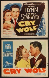 2h078 CRY WOLF 8 LCs '47 Errol Flynn, Barbara Stanwyck & Gerladine Brooks!
