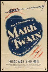 2j016 ADVENTURES OF MARK TWAIN 1sh '44 Fredric March as Twain, the gol-darndest American!