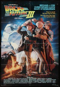 2j059 BACK TO THE FUTURE III DS 1sh '90 Michael J. Fox, Chris Lloyd, Drew Struzan art!