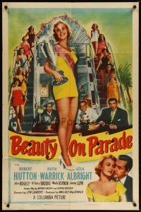 2j072 BEAUTY ON PARADE 1sh '50 Robert Hutton, Ruth Warrick, sexy Lola Albright is Miss U.S.A.!