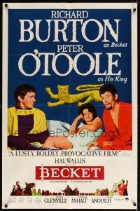 2j075 BECKET style B 1sh '64 Richard Burton in title role, Peter O'Toole, sexy Veronique Vendell!