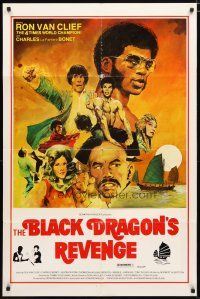 2j097 BLACK DRAGON'S REVENGE 1sh '75 cool Neal Adams art of Ron Van Clief, Bruce Lee!
