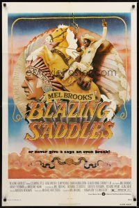 2j103 BLAZING SADDLES 1sh '74 classic Mel Brooks western, art of Cleavon Little by Alvin!
