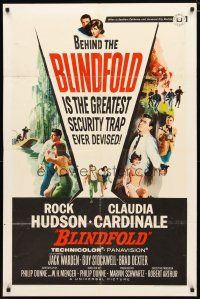 2j105 BLINDFOLD 1sh '66 Rock Hudson, Claudia Cardinale, greatest security trap ever devised!