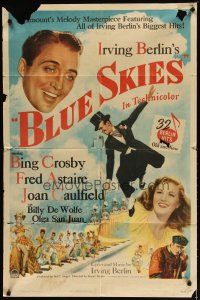 2j108 BLUE SKIES 1sh '46 art of dancing Fred Astaire & Bing Crosby, Joan Caulfield, Irving Berlin