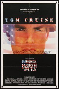 2j118 BORN ON THE FOURTH OF JULY 1sh '89 Oliver Stone, great patriotic image of Tom Cruise!