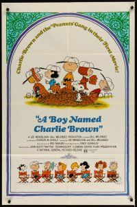2j120 BOY NAMED CHARLIE BROWN 1sh '70 baseball art of Snoopy & the Peanuts by Charles M. Schulz!
