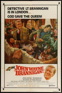 2j121 BRANNIGAN 1sh '75 Douglas Hickox, great art of fighting John Wayne in England!