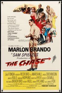 2j164 CHASE 1sh '66 Marlon Brando, Jane Fonda, Robert Redford, directed by Arthur Penn!