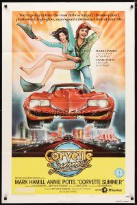 2j206 CORVETTE SUMMER style A 1sh '78 art of Hamill & sexy Annie Potts & custom Corvette in Vegas!