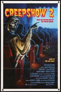 2j214 CREEPSHOW 2 1sh '87 Tom Savini, great Winters artwork of skeleton guy in theater!
