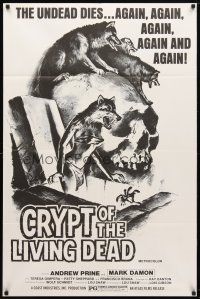 2j220 CRYPT OF THE LIVING DEAD 1sh '73 cool Smith horror art, the undead dies again and again!