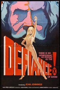 2j240 DEFIANCE OF GOOD 1sh '74 Jean Jennings, Fred J. Lincoln, cool sexy artwork!