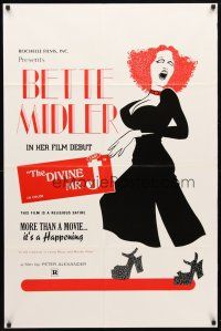 2j252 DIVINE MR. J 1sh '74 cool art of Bette Midler in her film debut, John Bassberger!