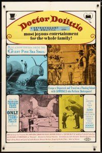2j254 DOCTOR DOLITTLE 1sh R69 Rex Harrison speaks with animals, directed by Richard Fleischer!
