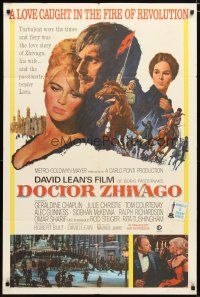 2j255 DOCTOR ZHIVAGO 1sh '65 Omar Sharif, Julie Christie, David Lean English epic, Terpning art!