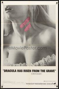 2j265 DRACULA HAS RISEN FROM THE GRAVE 1sh '69 Hammer, sexy girl with bandaids on her neck!