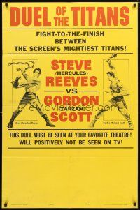 2j274 DUEL OF THE TITANS style B 1sh '63 Corbucci, Steve Hercules Reeves vs Gordon Tarzan Scott!