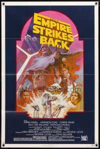 2j290 EMPIRE STRIKES BACK 1sh R82 George Lucas sci-fi classic, cool artwork by Tom Jung!