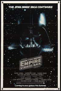 2j291 EMPIRE STRIKES BACK advance 1sh '80 George Lucas sci-fi classic, cool image of Darth Vader!