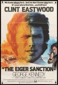 2j281 EIGER SANCTION English 1sh '75 cool completely different Mascii art of Clint Eastwood!