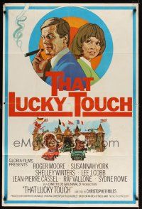 2j879 THAT LUCKY TOUCH English 1sh '75 Roger Moore, Susannah York, Shelley Winters, wacky art!