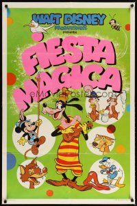2j315 FIESTA MAGICA Spanish/U.S. 1sh '80s Disney, cool art of Mickey Mouse, Goofy, Pluto & Donald Duck!