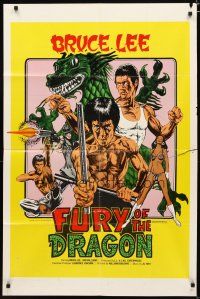 2j354 FURY OF THE DRAGON 1sh '76 great comic book style artwork of Bruce Lee as Kato, sexy girl!