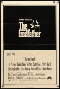 2j378 GODFATHER 1sh '72 Marlon Brando & Al Pacino in Francis Ford Coppola crime classic!