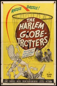 2j404 HARLEM GLOBETROTTERS 1sh '51 cool wacky art, black African-American basketball!