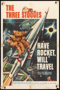 2j407 HAVE ROCKET WILL TRAVEL 1sh '59 wonderful sci-fi art of The Three Stooges in space!