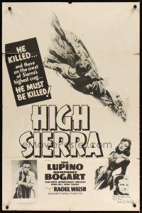 2j426 HIGH SIERRA 1sh R56 Humphrey Bogart as Mad Dog Killer Roy Earle, sexy Ida Lupino!