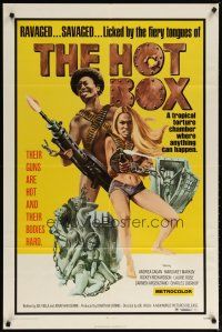 2j440 HOT BOX 1sh '72 ravaged savaged sexy babes fight back with their guns and their bodies!