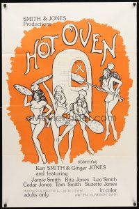2j443 HOT OVEN 1sh '74 artwork of sexy girls making pizza wearing only aprons!