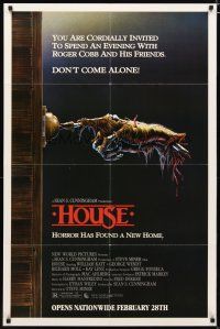 2j447 HOUSE advance 1sh '86 great artwork of severed hand ringing doorbell, don't come alone!