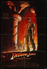 2j468 INDIANA JONES & THE TEMPLE OF DOOM 1sh '84 adventure is Ford's name, Bruce Wolfe art!