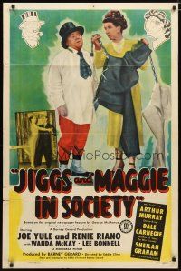 2j487 JIGGS & MAGGIE IN SOCIETY 1sh '48 artwork by George McManus, Joe Yule, Renie Riano